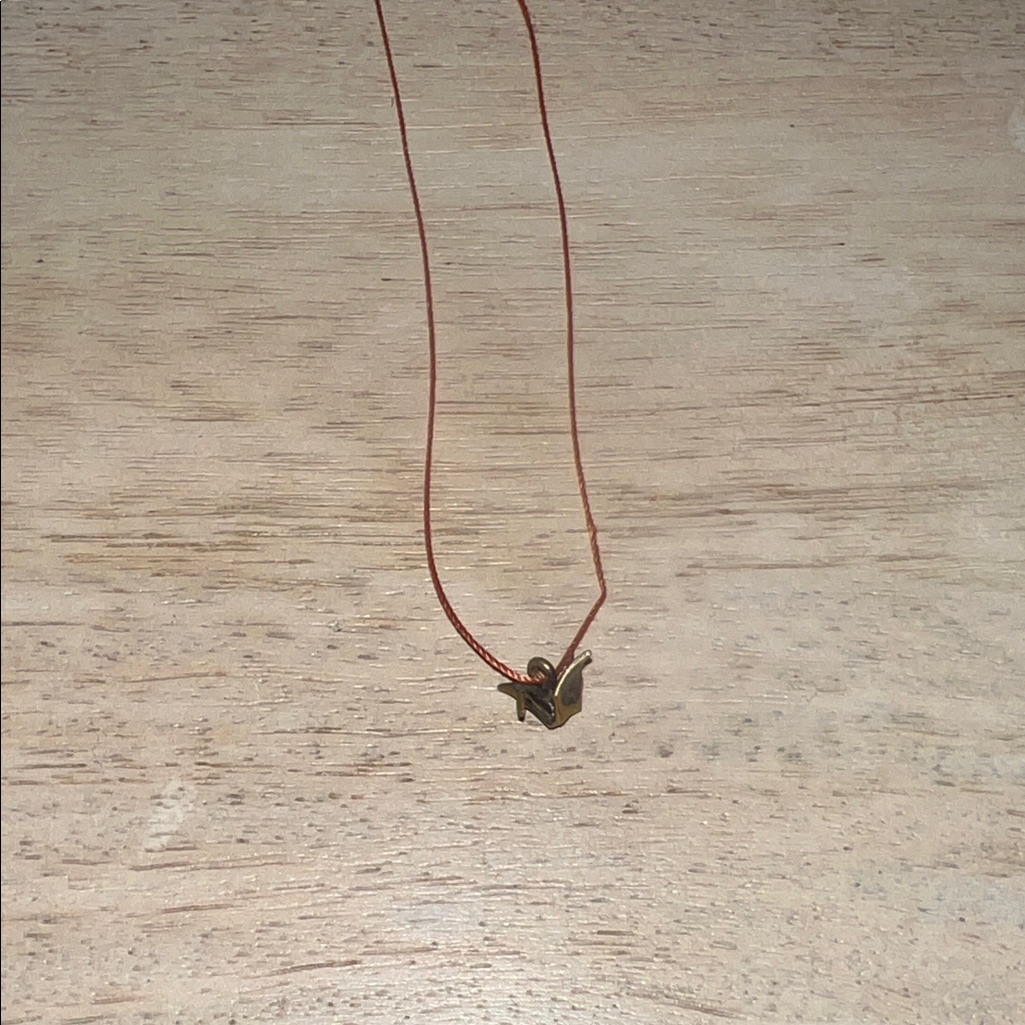 Dogeared Gold Origami Crane Charm Necklace On Red String 6$